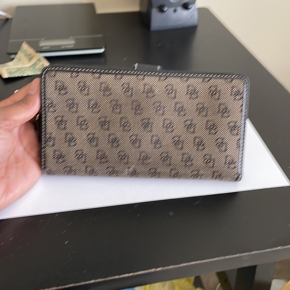 Dooney and Bourke Black and Tan Signature Canvas/Leather Wallet - Picture 2 of 5